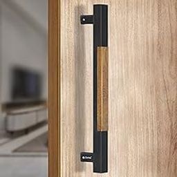 Plantex Heavy Duty Door Handle for Main Door/14 inch Main Door Handle/Pull Push Handle for Home/Hotel/Office Door - Pack of 1 (Black & Wood Finish) - 3 Years Warranty-24