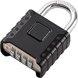 Store2508 Stainless Steel & Zinc Alloy Heavy Duty Number Combination Padlock with 4 Digits Numeric Password, Black-4