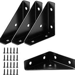 Serplex® 4Pcs Corner Braces Angle Brakets Steel L-Brackets 90-Degree Shelf Support Corner Braces, Triangle Furniture Right-Angle Joints Brackets with Screw Packs-13