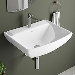 Plantex Ceramic Wash Basin/Basin for Bathroom/Wall Mounted Washbasin for Home/Office/Hotels (White - 18 x 14 x 5 Inch)-image-51