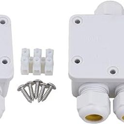 SENRISE 2 Pcs Outdoor IP68 Waterproof Junction Box, 3 Way Landscape Lighting Wire Juction Box Fit for 4-9 mm or 9-15 mm Cable, Easy to Install (White)-image-71