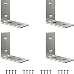 Archna L-Shape Stainless Steel Shelf Support Bracket, 1.5 x 1.5 inches, 90 Degree Right Angle Corner Brace for Wood Frame, Furniture ( Set of 4 )-image-81