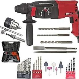 Inditrust 1250W 26mm Electric rotary hammer drill Machine with SDS drill bits and accessories, Set of 1 with 6 MONTHS WARRANTY (RED) 100% Copper Winding-image-36