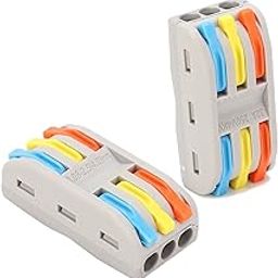 WOODTULA 3 to 3 Inline Compact Splicing Connectors - Quick Cable Connector - Wire Conductor Connector - Electrical Connectors Blocks (2pcs, 3 to 3 Inline, Multi)-1