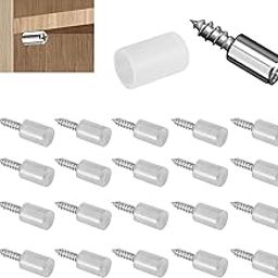 FEBLICH Shelf Support Pegs Shelf Pins with Non-Slip Sleeve Shelf Holder Steel Pin Peg Self Drilling Screws Self-Tapping Integrated Screw Pegs for Shelves for Glass Furniture Cabinet Support (20Pcs)-image-59