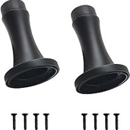 Volo Heavy Duty Black Wall Mounted Door Stop, Rigid Door Stopper with Low Mounted Black Rubber Bumper Tips, Protect Wall & Door for Kitchen, Bedroom, Office (Oh-505) Black (Black, 2)-image-3