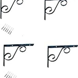 Q1 Beads 4 Pack 8" inch Heavy Duty Metal Angle Bracket L Bracket for Wall Shelf, Shop, Showroom, Rack (8 x 6 Inches, Black Powder Coated)-17
