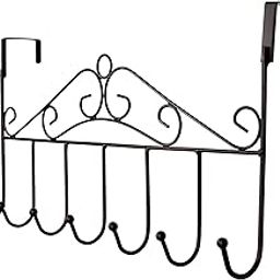 On Blow Over The Door Hook Metal Hanger Rack with 7 Hooks, Black Color for Home Office Use-61