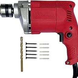 Inditrust 6-Month warranty RED 350w 10mm Electric Drill machine 100% Copper Winding with 5pc Gitti 5pc Pech and 1pc Masonry drill bit-10