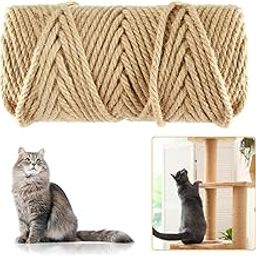 Niserelesa 50M Sisal Rope for Cat Scratchers, Cat Scratching Sisal Rope 6mm Natural Jute Hemp Rope, Ideal for Replace Scratching Post, Repair Cat Tree, DIY Projects-11