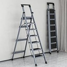 SIDDGAR - Heavy Duty Steel Folding Ladder Steps Foldable Stairs | Anti-Slip Step Ladder | Compact Folding for Home | Sturdy Stairs for Home Use & Storage (Steel, Step 7)-image-96