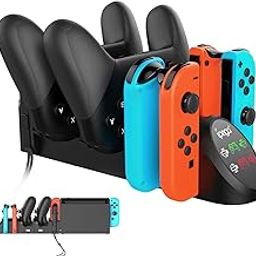 NALACAL Charging Dock Compatible with Nintendo Switch Pro Controllers and for Joy Cons & OLED Model for Joycon,Multifunction Charger Stand for Switch with 2 USB 2.0 Plug and 2.0 Ports-18