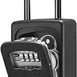 Keetoz Key Lock Box - Waterproof Combination Lockbox: Portable, Resettable, Wall Mounted & Hanging Key Safe Lock Box for House Keys, Realtors, Garage Spare Keys, Pure Black (Pack of 1)-11