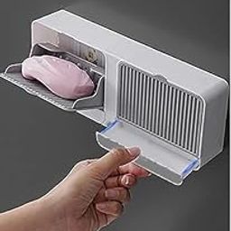 Anugrah New Creative Wall Mounted Soap Box With Lid Double Grids Soap Draining Rack Bathroom Shower Soap Holder,Multi-Color,Plastic,Multicolor-image-92