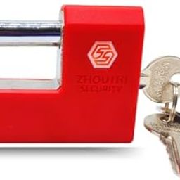 Heavy-Duty Nickel Plated Padlock 90 MM Lock and 3 Keys Hardened Padlock Security Lock for Garage, Door, Containers, Shutter, Locker, Warehouse, Gates Red-17
