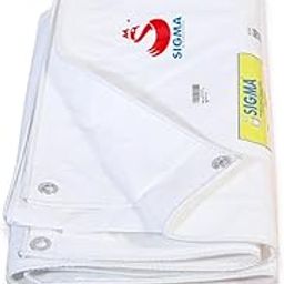 SIGMA (LABLE) 15FT X 9FT 170 GSM Waterproof Tarpaulin Sheet Strong Tirpal Tadpatri UV Treated Rain Protection, Home Roof Shed Reusable HDPE Multipurpose, White-55
