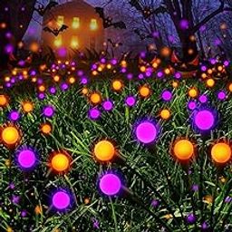 Upgrade Outdoor Halloween Decorations, 6-Pack Swaying Solar Lights (Orange & Purple), Sway by Wind, Long Lasting, 48 LED Waterproof Garden for Party Decor Yard Patio Pathway (JM - FIREFLY)-image-76