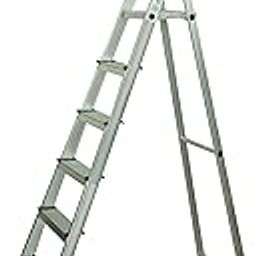 Lepose Folding Aluminium Ladder with Platform 4-Step Ladder 5+1 Step, Silver-picture-18