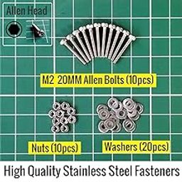 20 MM Metric M2 Stainless Steel Allen Hex Socket Screw Bolt Nuts & Washer set.-4