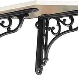 Metal Handcrafted Shelf Bracket for Floating Shelves L Angle Decorative L Shaped Corner Brace Joint Heavy Duty Wall Mounted Shelf Supporter Corner Brace Holder (Black, Pack of 2)-picture-22