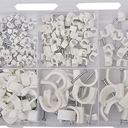 GSK Cut® Assorted Circle Cable Clips Set (White, 250-Pieces) Heavy Duty Cable Clamps - Secure and Organize Wires Efficiently - Durable and Versatile Cable Management Solution"-image-1