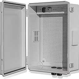 Waterproof ABS Enclosure Cabinet Junction Box, Ventilated Design, Indoor/Outdoor Use, with Mounting Panel, High Power Outlets. (Grey Cover, 15.3"x11.4"x6.2")-picture-19