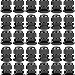 Gebildet Cable Gland, PG11 Plastic Waterproof Adjustable 5.0-10mm Cable Gland Joint with Gaskets, Wire Protector, M18*1.5 Wire Connector(Pack of 30, Black)-11
