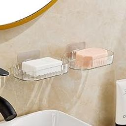 Leawall Transparent Soap Holder for Bathroom – Self-Adhesive Wall-Mounted Soap Case, Durable Bathroom Organizer – No Drill Soap Dispenser for Wash Basin, Soap Stand for Bathroom (Pack of 2)-image-30