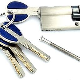 Msvilla lock cylinder ISO9001, 5 computer keys with rubber grip, spanish product for all kinds of door handles (80mm, Silver)-image-12