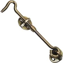 RISEOM Brass Gate Hook and Eye/Window Hook for Double Doors Gates/Windows (Heavy Oval Eye) (Antique-6 inch, Pack of 4)-image-11
