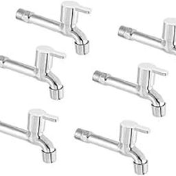 Jagger JLT01 Mark Stainless Steel Long Body taps for Bathroom and Kitchen taps with Chrome Finish and Quarter Turn Fitting (Wall Flange and Teflon Tape) Set of (6)-6