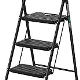3 Step Ladder, 3 Step Stool for Adults, 3 Step Ladder Folding Step Stool with Cushioned Handle,330 lbs Capacity,Step Ladder with Wide Anti-Slip Pedal Ergonomic Design,Black-picture-17