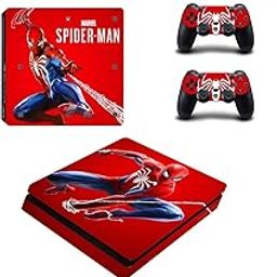 Khushi Decor Marvel Spider Man UV 3m Skin Sticker Cover for Ps4 Slim Console and 2 Controllers with 4 Led Perfect for Video Game-18