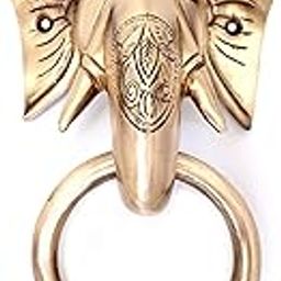 Two Moustaches Tuskar Ganesha Brass Door Knocker, Door Knockers for Main Door, Front Door Knocker, Antique Brown, Standard, Pack of 1-image-19