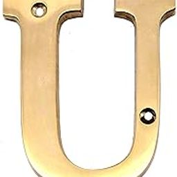 eSplanade Brass House Hotel Door Name Alphabets - Wall Door Plaque Alphabet Letter - Golden - 4" Inches ("U" Alphabet - 4")-image-42