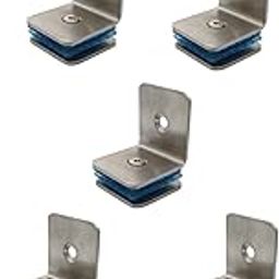 Stainless Steel Glass Bracket with Blue Cushion Pads, Wall Mount Support, L Connector for Glass Fitting (Wall to Glass Connector, 4)-image-83