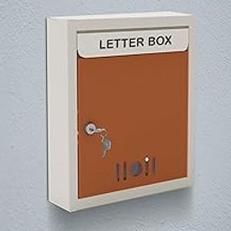 Planet Letter Box/Wall Mount Mailbox/Post Box/Letter Box for Home gate/A4 Size Complaint Box/Suggestion Box/Donation Box with Key Lock (Orange & Ivory)-10