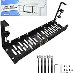 Cable Duct Desk, Retractable 30.5-55 cm Cable Management Desk, Cable Management Desk, No Drilling, Cable Basket, Clampable for Office and Home, with Cable Management Accessories (Black)-image-75