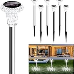 OkayGoo Solar Pathway Lights 6 Pack, Garden Solar Lights Outdoo Waterproof LED Stake Walkway Lighting Landscape Light for Outside Walkway Yard Driveway Lawn Decorative-image-19