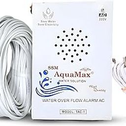 SSM Aquamax ® Metal Body Water Tank Alarm with 15 Meter Wire | 220V AC | Shockproof Design | Wall Mountable | Loud Hindi & English Alerts | 1-Year Warranty | Stainless Steel Sensor | (TAC-1 - Wire)-15