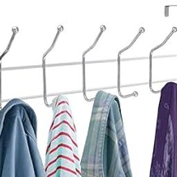 Gnanishwa 12-Hook Over-The-Door Hanger – Heavy Duty Stainless Steel Storage Rack for Accessories, Towels & Coats – Tool-Free Installation-image-56