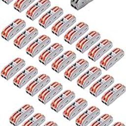Wire Connectors Compact Lever Wire Connectors Nut Fast Connection Terminal 28-12 AWG 2 Circuit Inline Splices (SPL-2, 30PCS)-23