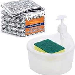 VYOOx Smarty 2 in 1 Soap Dispenser+6 Pice Dish Cloth for Dishwasher Liquid Holder, Liquid Dispenser Through Pump with Sponge-17