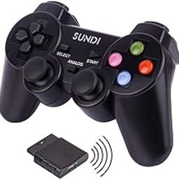 TCOS TECH PS2 Wireless Controller Twin Vibration Wireless Controller Compatible for PS2/PS1/PSX - 2.4G Dual Vibration Gamepad Remote Joypad with Receiver Compatible for PS2-0