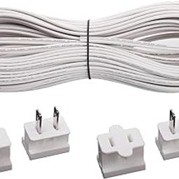 Erlandens SPT-1 Electrical Wire 50 Feet 18 Gauge Stranded Copper Wire Extension Cord with 4 Vampire Sockets, White-image-98