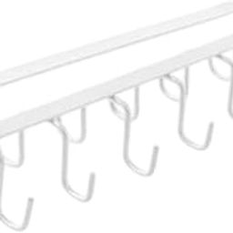 UJEAVETTE Mug Hooks Under Cabinet Shelf Coffee Cups Holder Hanger for Scarf Ties Belts White-image-70