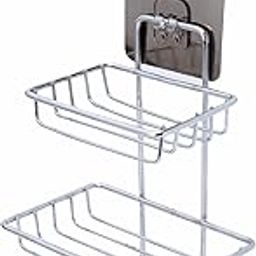 Stickable Double Layer Soap Dish Holder - Wall Mounted Stainless Steel Soap Stand for Bathroom, Soap Storage Rack for Kitchen with Self Adhesive Magic Sticker (Silver)-image-15