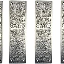 Adonai Hardware Decorative Brass Push Plate (9.9 Inch "Melchizedek" x 4 Pack, Satin Nickel)-image-4
