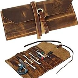 Rustic Town Vintage Brown Leather Tool Roll Up Pouch - Leather Tool Pouch Wrench Roll/Chisel Bag (Small(10 inch))-14