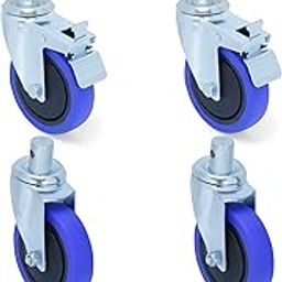 Trademove Hospital Furniture Castor Wheel with Brake & Pin Type Fitting | 2 with Break,2w/o break | Color: Blue | For Stretcher, Wheelchair-image-41